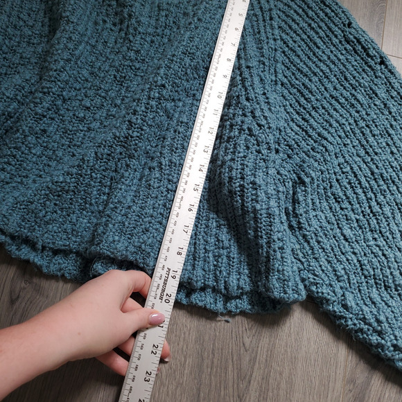 Free People Sweater Large Blue Cropped Chunky Knit Beach Oversized Slouchy - Picture 5 of 9